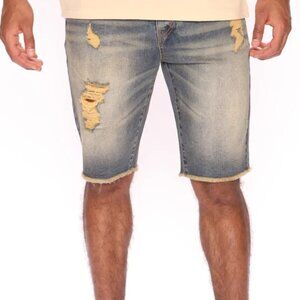 Fashion Nova Midnight Ripped Denim Shorts 38 - Vintage Blue Wash